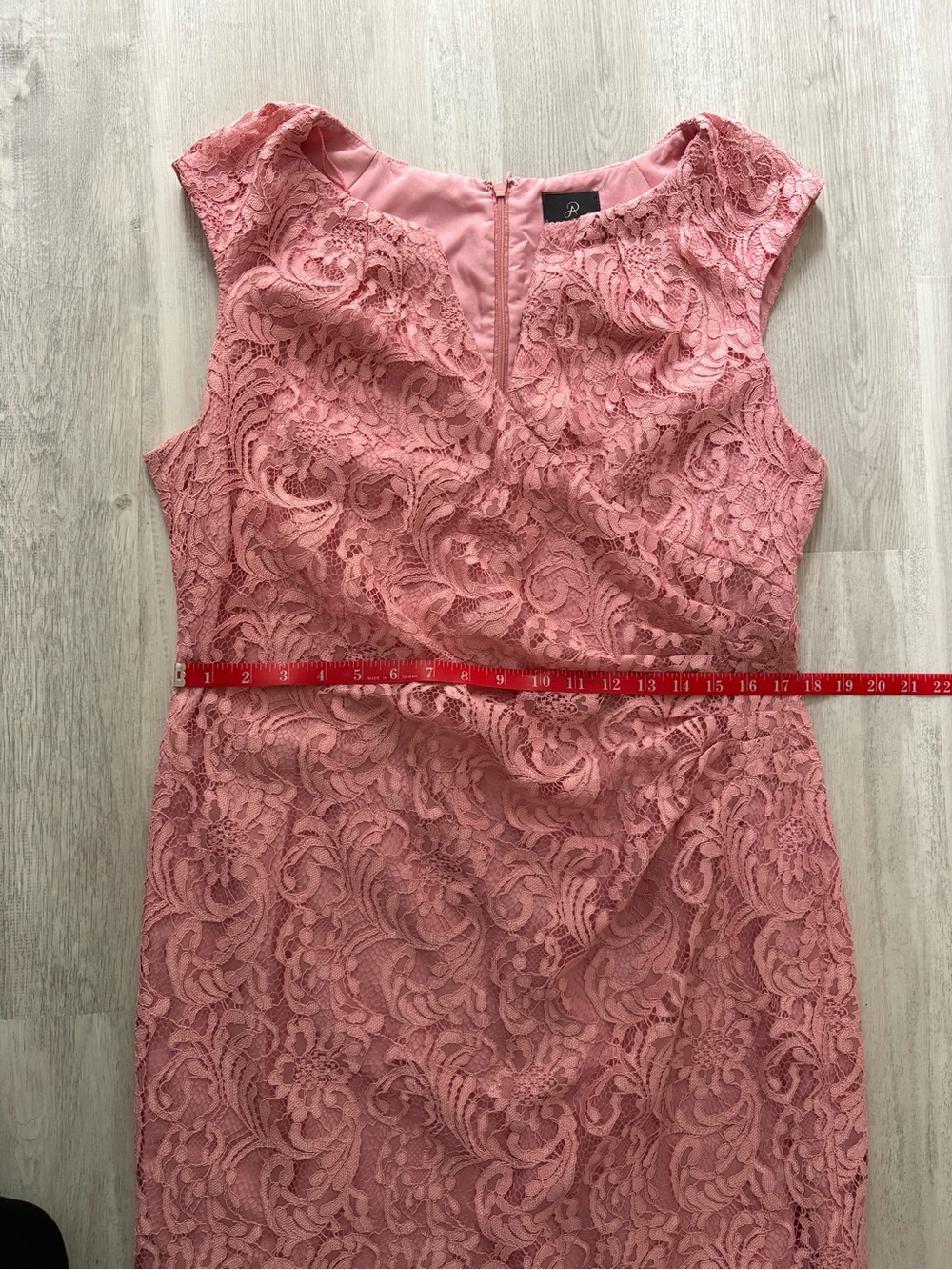 Adrianna Papell Split Neck Fully Pink Lace Dress Size 14 - Picture 16 of 17